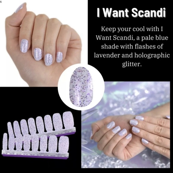 “I Want Scandi” Color Street, 100% Nail Polish Strips, Purple Glitter, Purple - Picture 1 of 8